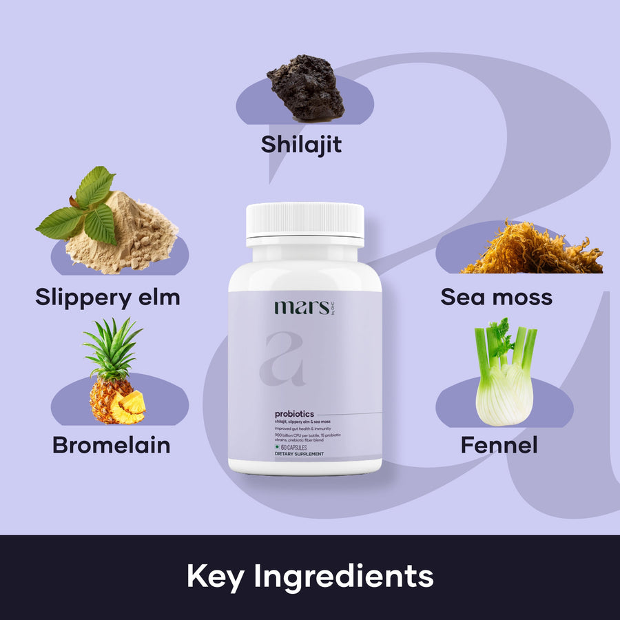 Mars Probiotics for Men: Powered with Shilajit, Sea Moss & Slippery Elm