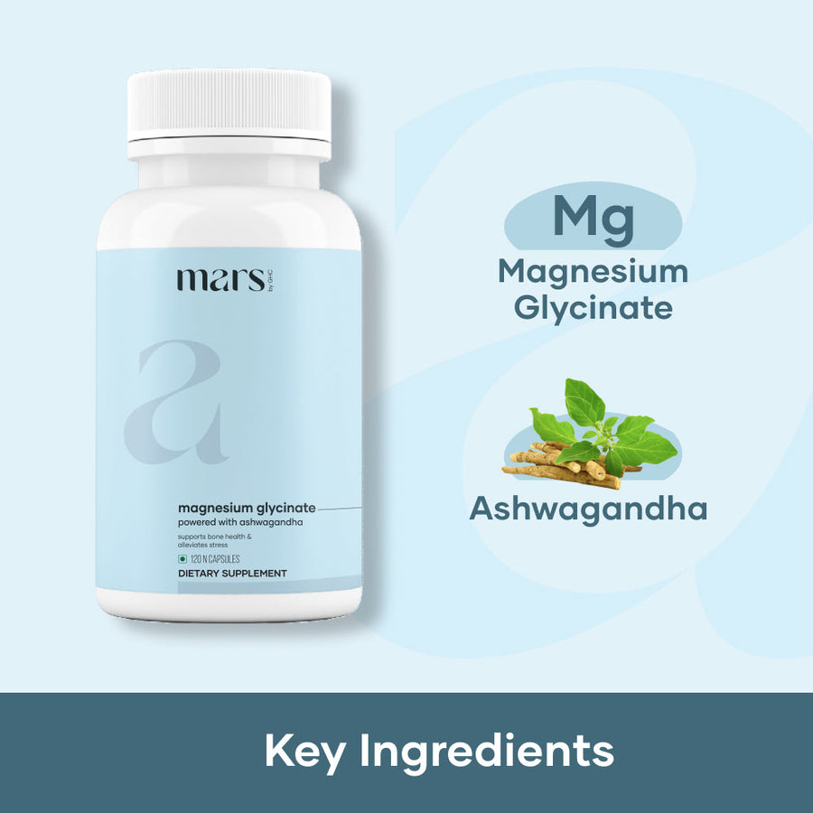 Magnesium Glycinate Capsules: Powered with Ashwagandha (120 N)