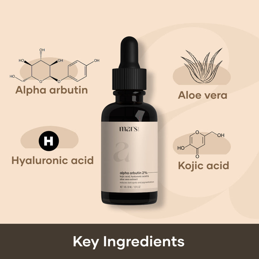 Mars 2% Alpha Arbutin Serum: With Kojic Acid, Hyaluronic Acid & Aloe Vera Extract