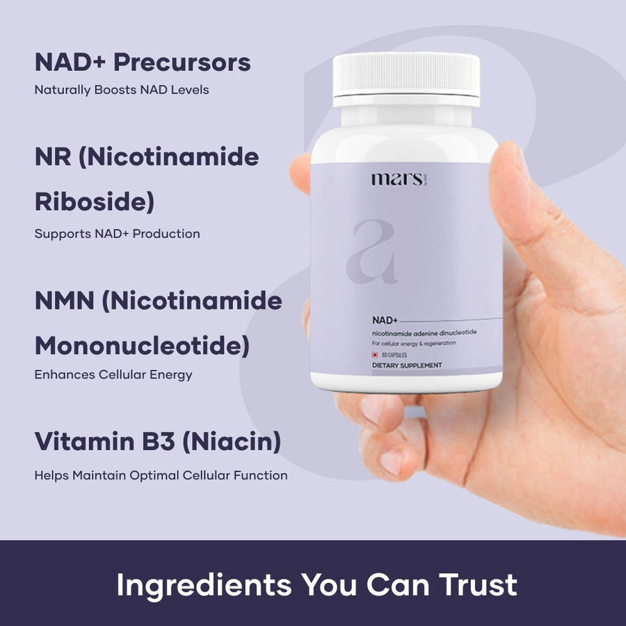 Mars NAD+ Capsules with NR & Vitamin B3 – Cellular Energy, Brain Health & Resilience Support (60N)