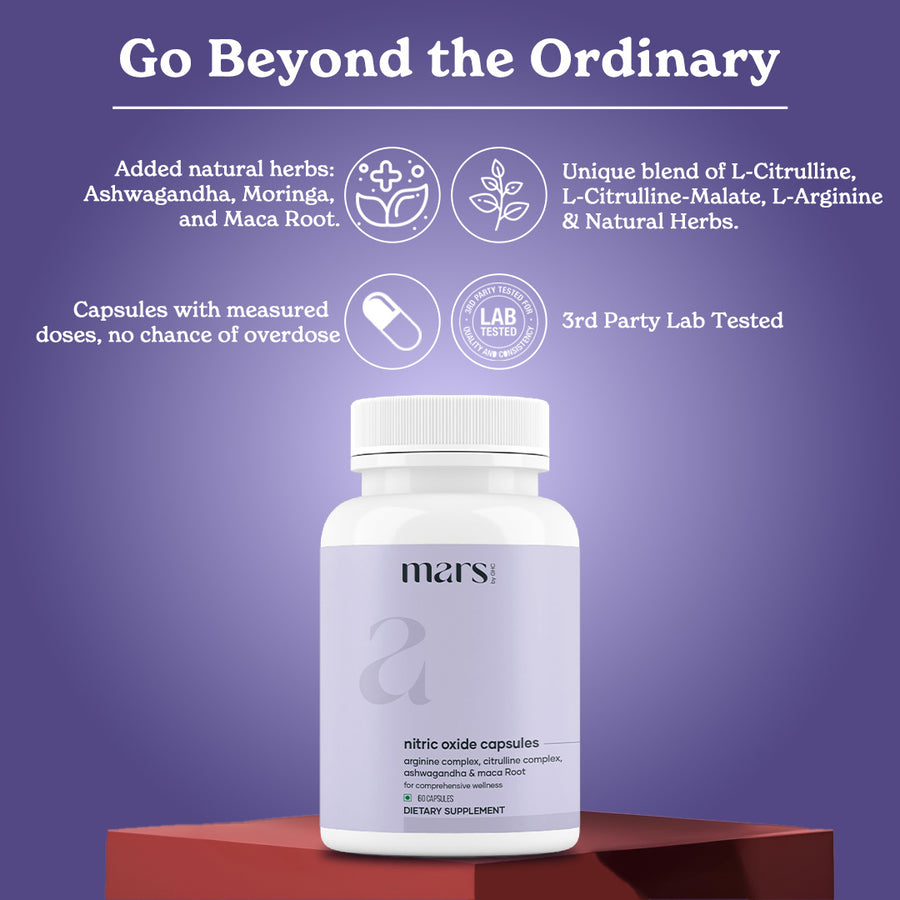 Mars Nitric Oxide Capsules with L-Arginine, L-Citrulline & Adaptogens (60Caps)