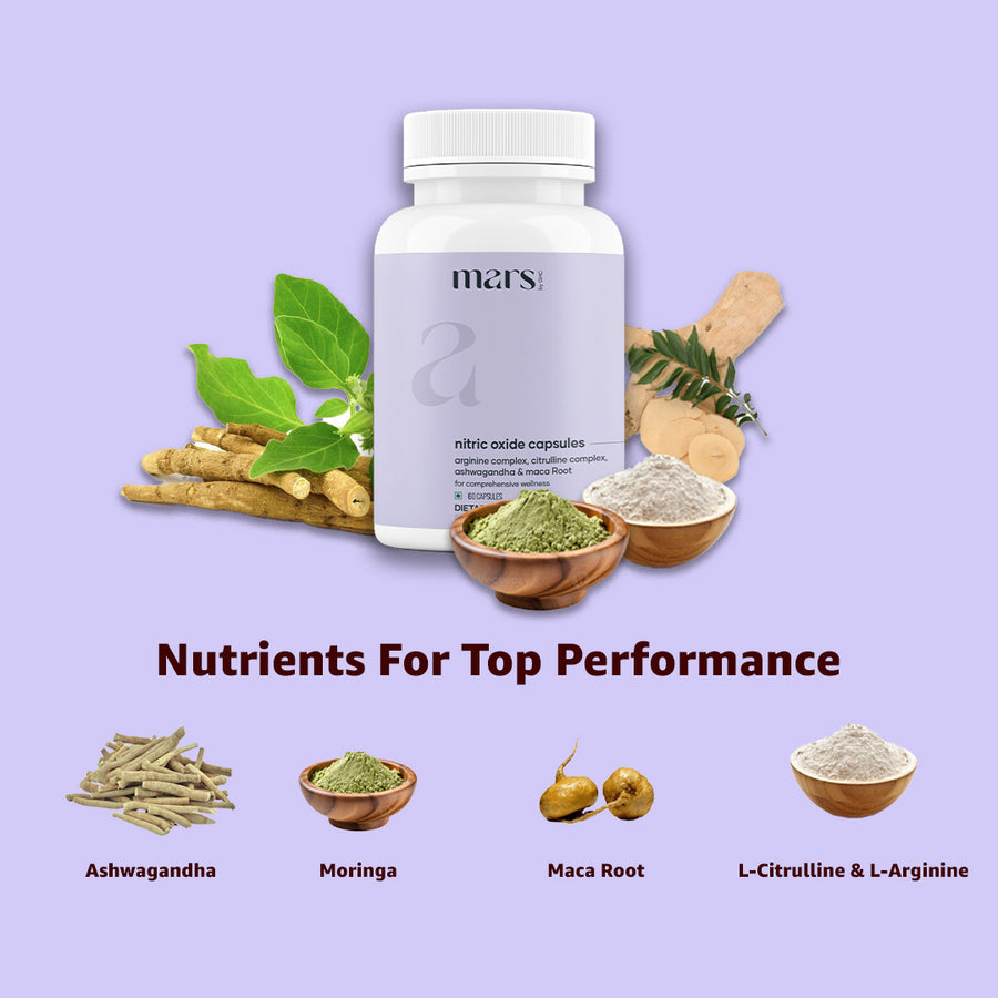 Mars Nitric Oxide Capsules with L-Arginine, L-Citrulline & Adaptogens (60Caps)
