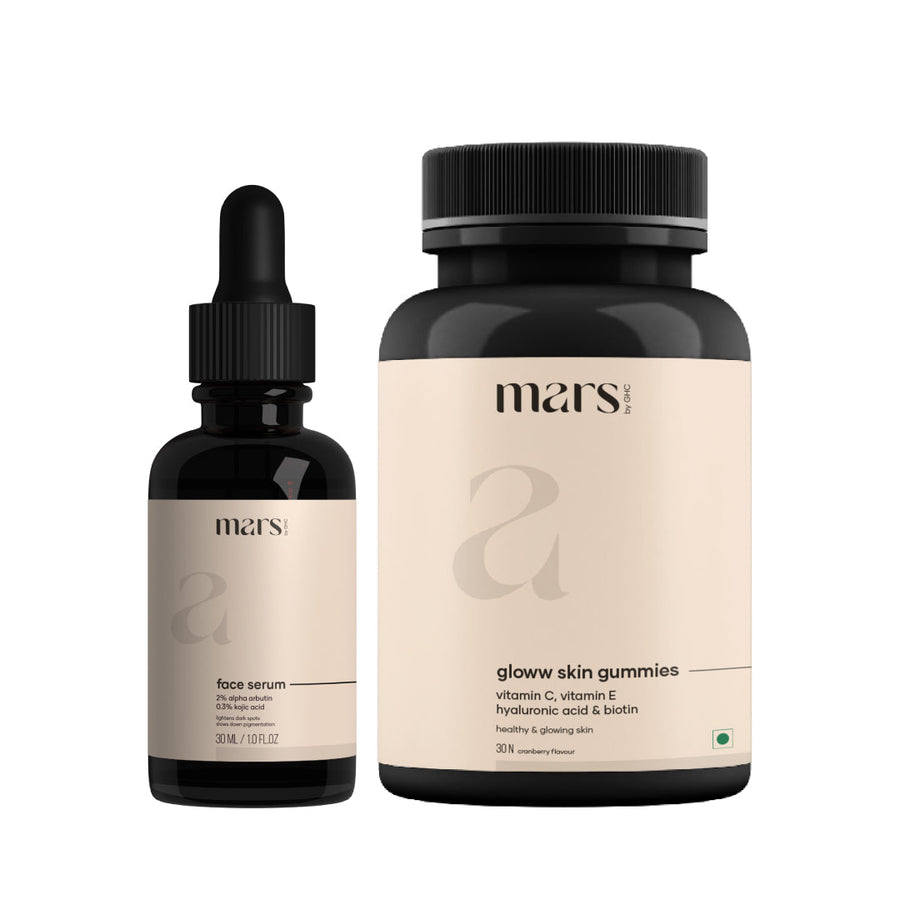 Acne Repair Formula: Alpha Arbutin Serum & Vitamin C Gummies with Hyaluronic Acid