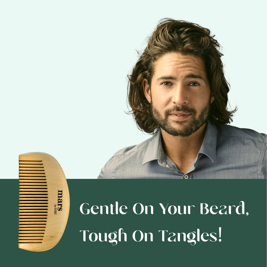 Wooden Beard Comb | Made With Neem Wood | Better Beard Shape | Pocket Size | Dandruff control Itch free beard